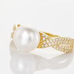 Bague Maria-theresa Or Jaune Perle De Culture Et Oxyde De Zirconium - Bagues de promesse Femme | Marc Orian