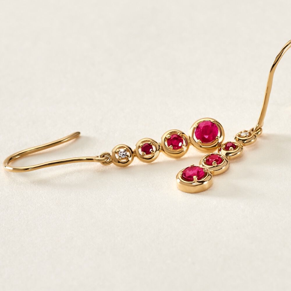 Boucles D'oreilles Pendantes Josephine Or Jaune Rubis - Pendantes Femme | Marc Orian