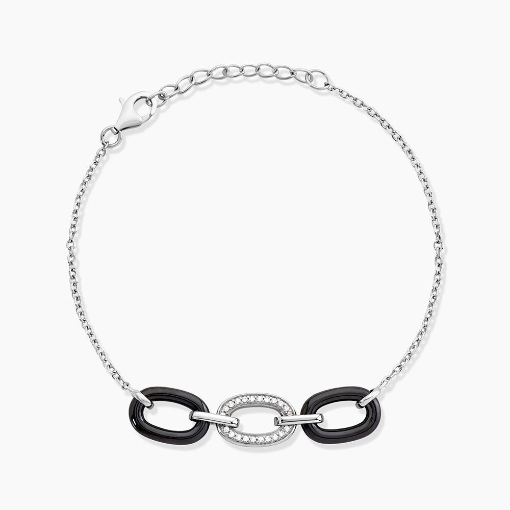 Bracelet Eulalie Argent Blanc C&eacute;ramique Et Oxyde De Zirconium - Bracelets cha&icirc;nes Femme | Marc Orian