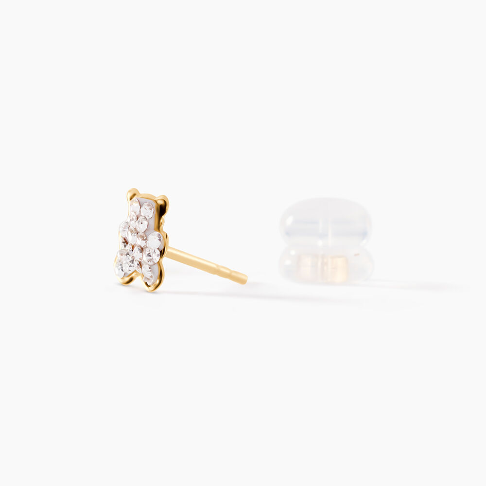 Boucles D'oreilles Puces Emerica Ours 0 Or Jaune Strass - Puces Enfant | Marc Orian