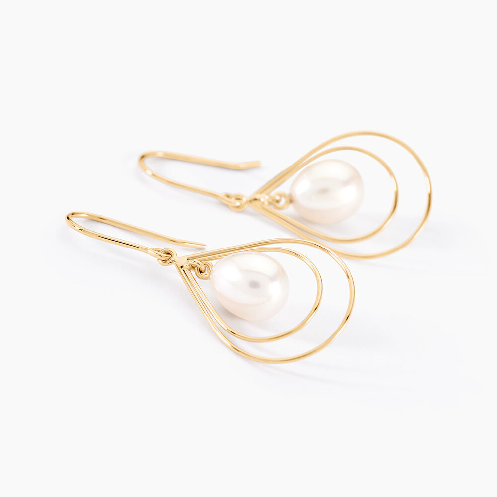 Boucles D'oreilles Pendantes Martyna Or Jaune Perle De Culture - Boucles d'oreilles mariage Femme | Marc Orian