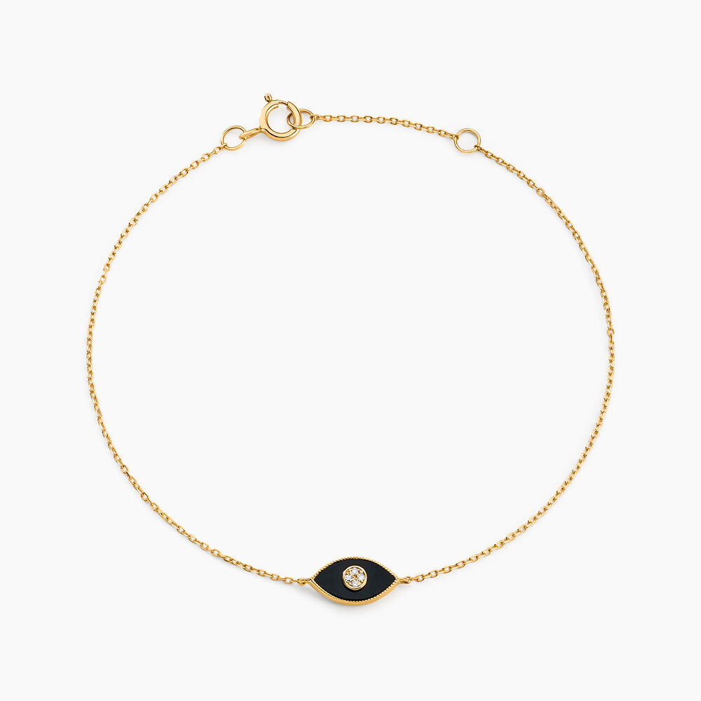 Bracelet Matiasma Or Jaune Onyx Diamant - Bracelets cha&icirc;nes Femme | Marc Orian