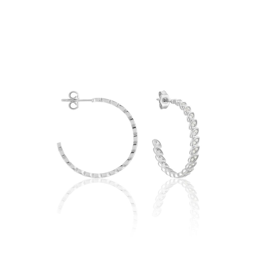 Cr&eacute;oles Juan Argent Blanc Oxyde De Zirconium - Cr&eacute;oles Femme | Marc Orian