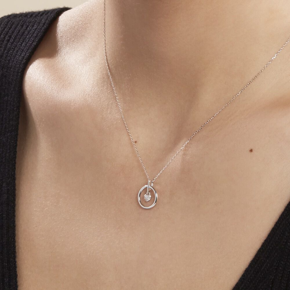 Collier Or Blanc Teodorota Diamants - Colliers avec pierres Femme | Marc Orian