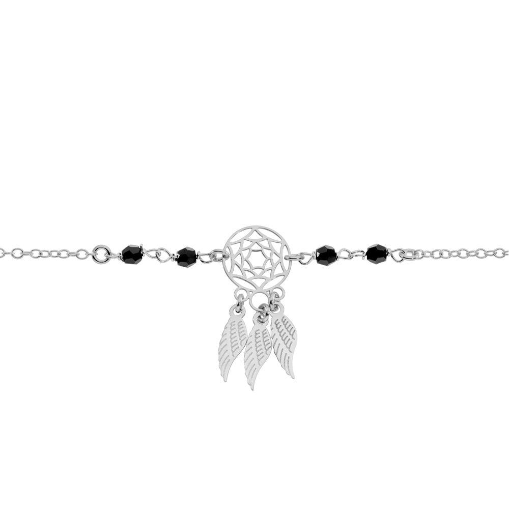 Bracelet Dream Catcher Argent Blanc Pierre De Synthese - Bracelets chaînes Femme | Marc Orian