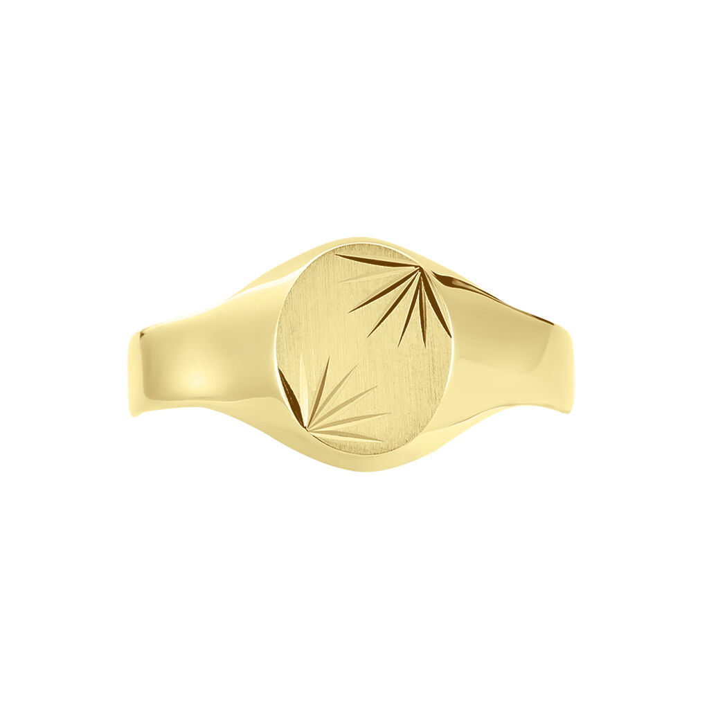Chevalière Ovale Diamantee Soleil Or Jaune - Chevalières Famille | Marc Orian