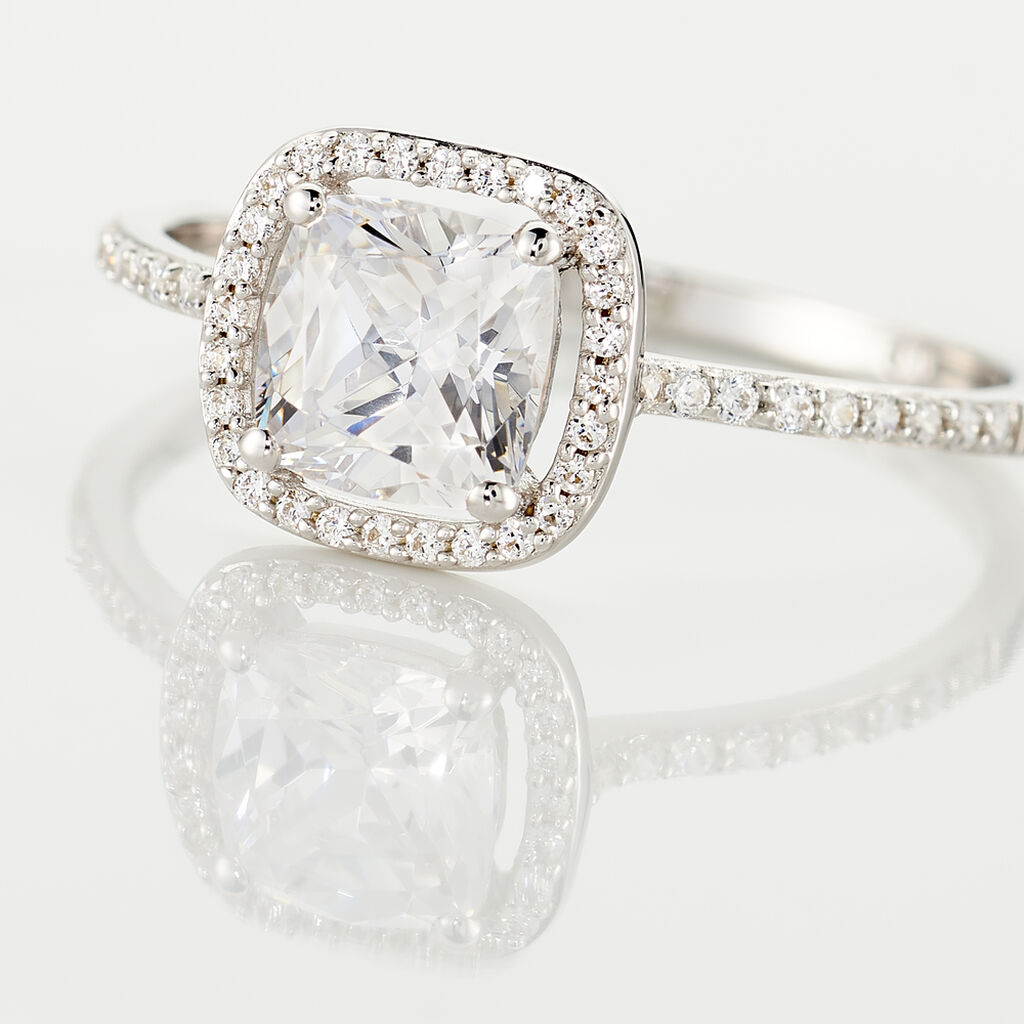 Bague Adrienne Or Blanc Oxyde De Zirconium - Bagues Solitaire Femme | Marc Orian