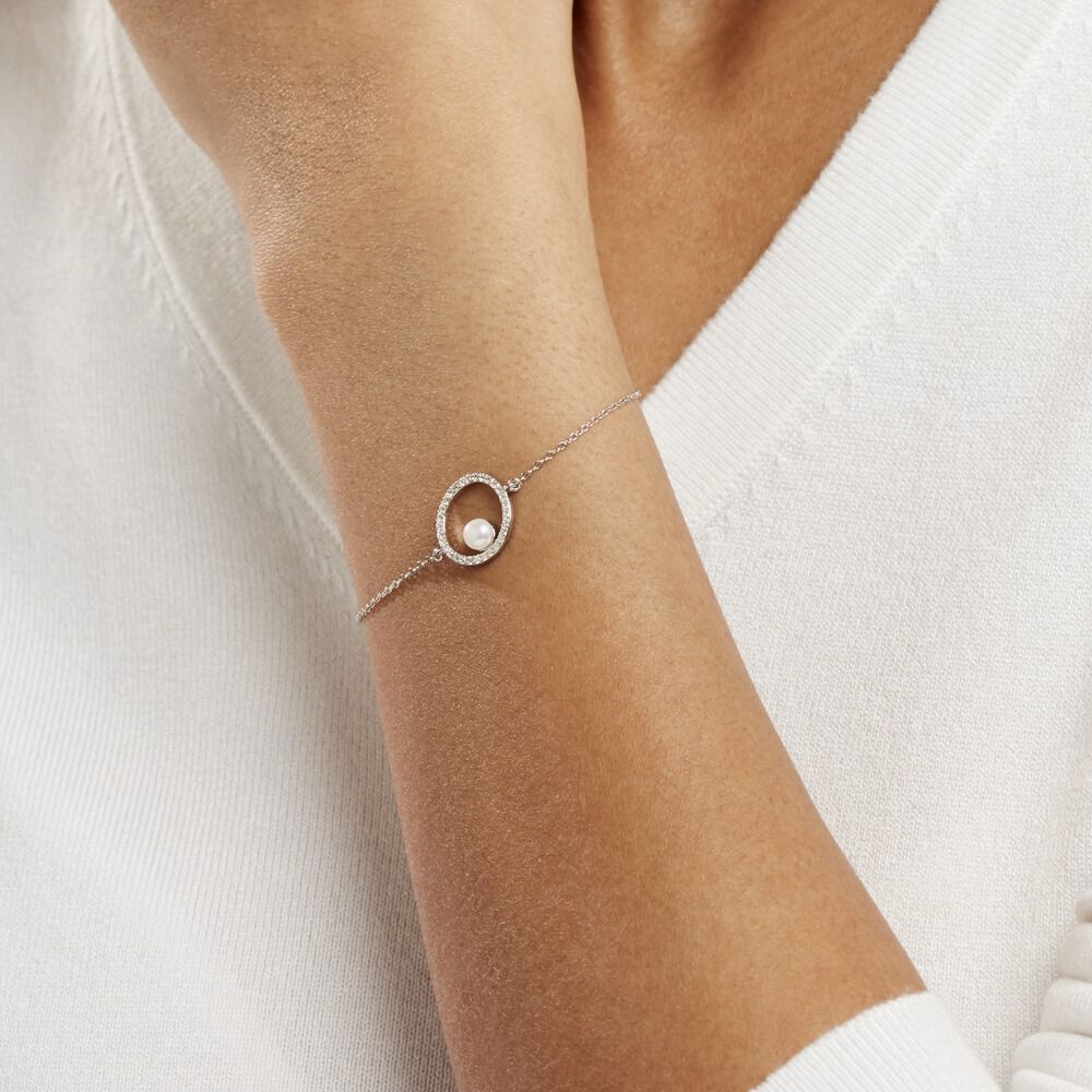 Bracelet Marthe Argent Blanc Perle De Culture Et Oxyde De Zirconium - Bracelets chaînes Femme | Marc Orian