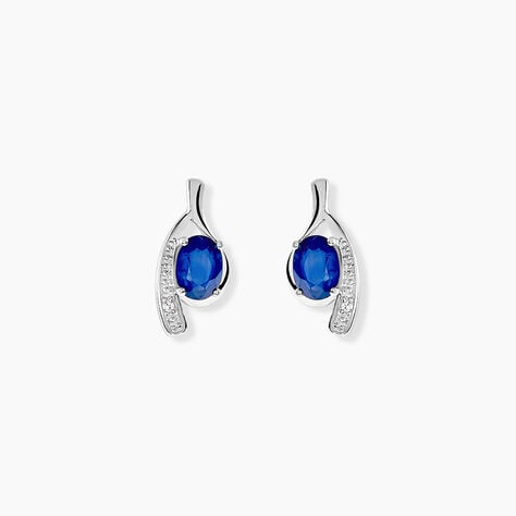 Bijoux D'oreilles Emotion Or Blanc Saphir Diamant - Puces Femme | Marc Orian