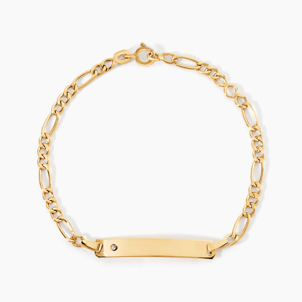Bracelet Identit&eacute; Bartolomee Maille Alternee 1/3 Or Jaune Oxyde - Gourmettes Enfant | Marc Orian