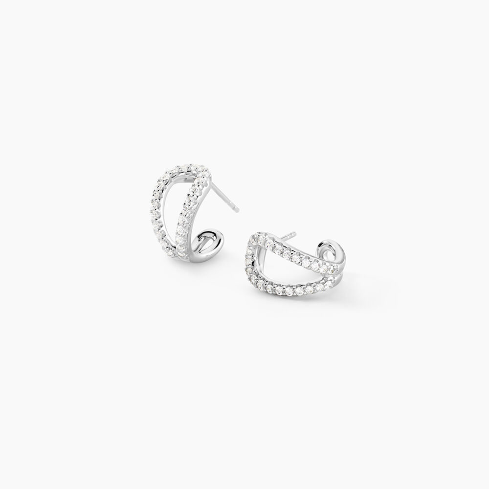 Cr&eacute;oles Livie Argent Blanc Oxyde De Zirconium - Cr&eacute;oles Femme | Marc Orian