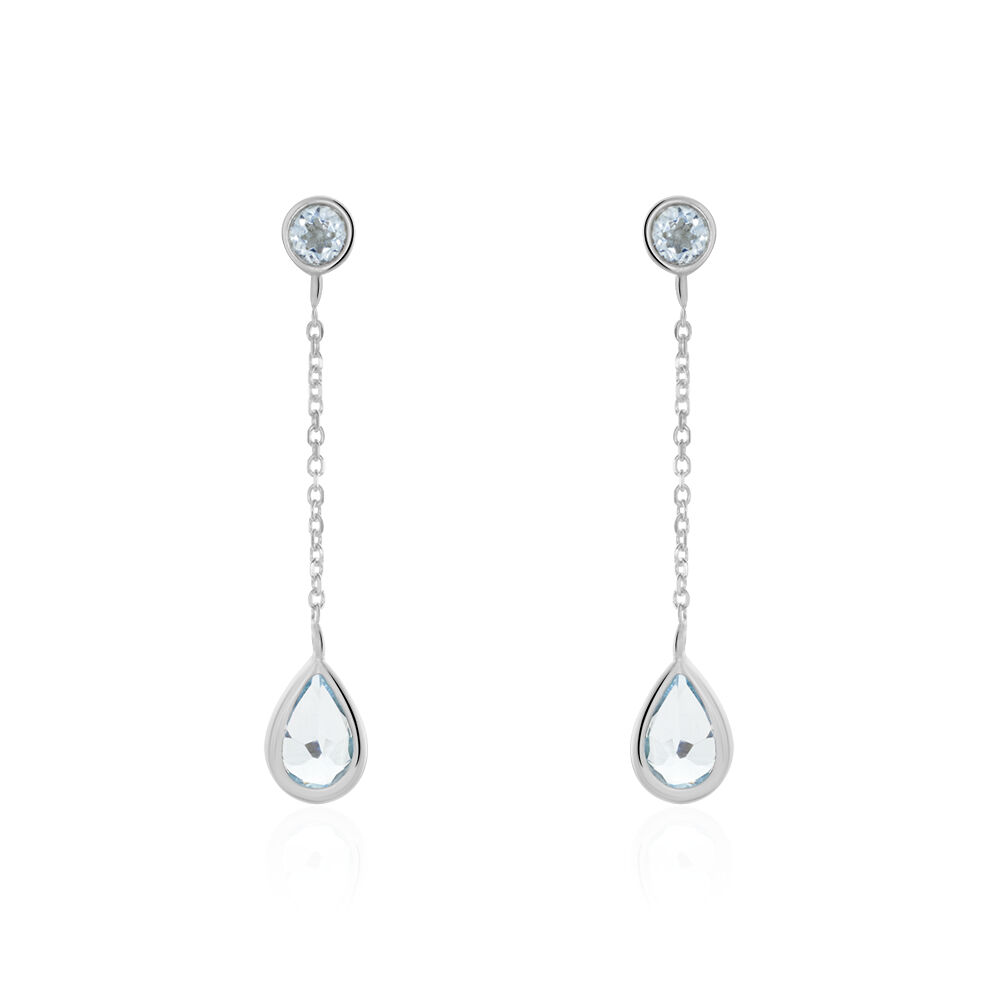 Boucles D'oreilles Pendantes Brenda Or Blanc Topaze - Pendantes Femme | Marc Orian