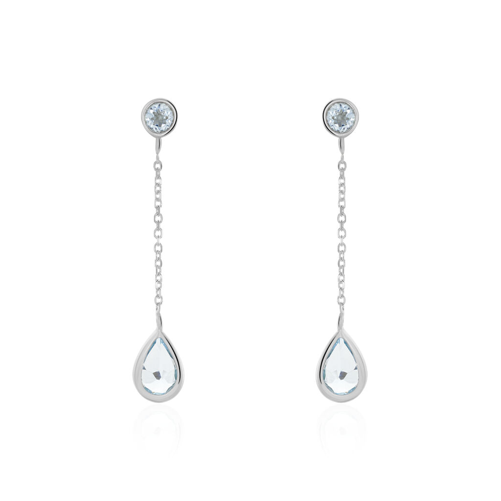 Boucles D'oreilles Pendantes Brenda Or Blanc Topaze - Pendantes Femme | Marc Orian