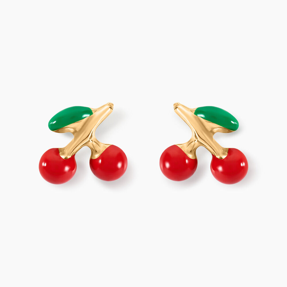 Boucles D'oreilles Puces Cherry Cerise Or Jaune - Puces Enfant | Marc Orian