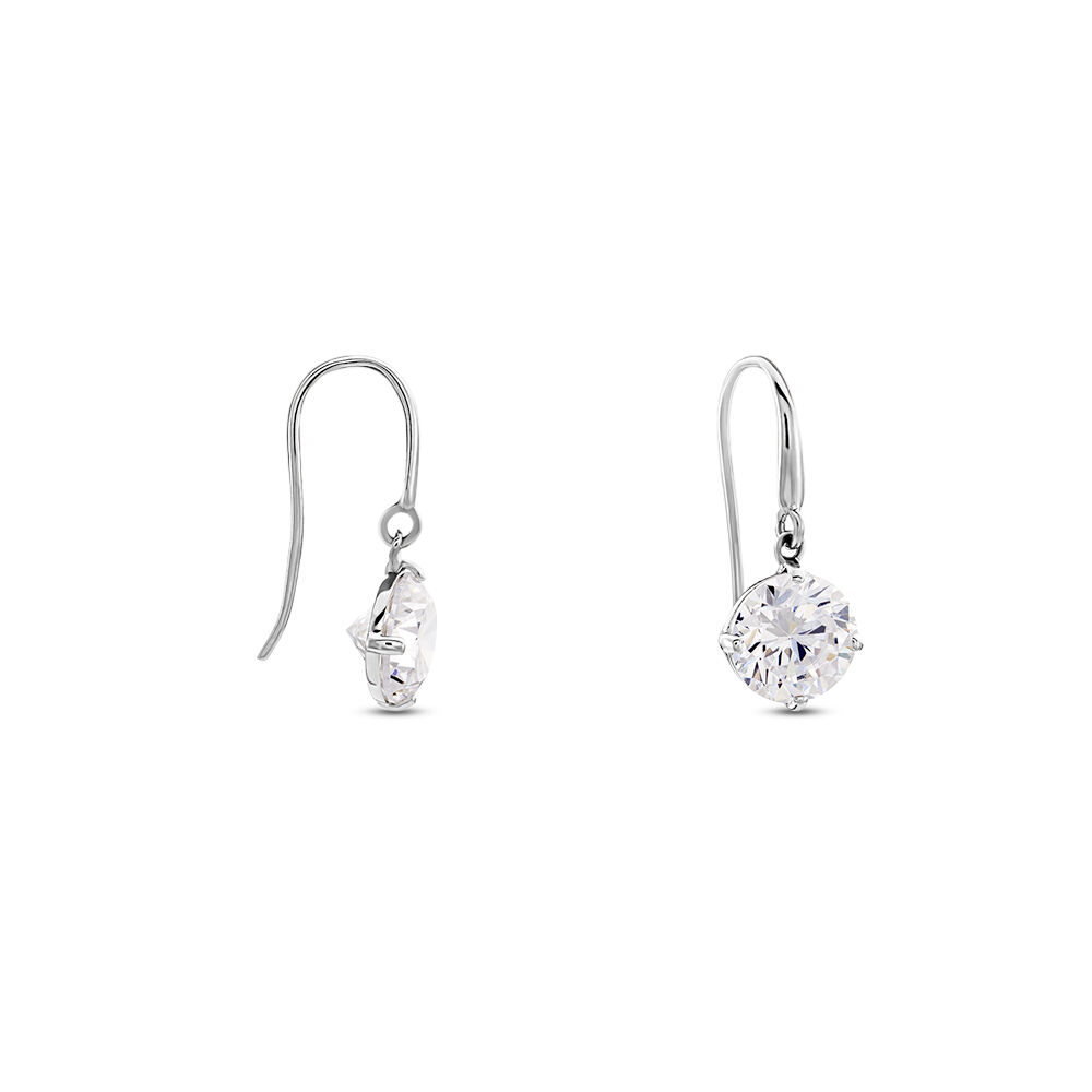 Boucles D'oreilles Pendantes Or Blanc Aedhan Oxydes - Pendantes Femme | Marc Orian