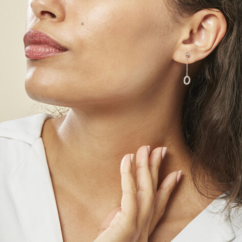 Boucles D'oreilles Pendantes Peytone Argent Blanc - Boucles d'oreilles Pendantes Femme | Marc Orian