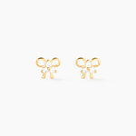 Boucles D'oreilles Puces Darina Noeud Or Jaune Oxyde De Zirconium - Puces Famille | Marc Orian