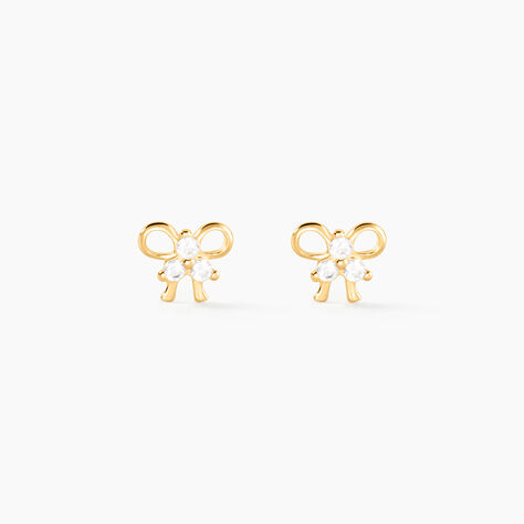 Boucles D'oreilles Puces Darina Noeud Or Jaune Oxyde De Zirconium - Puces Famille | Marc Orian