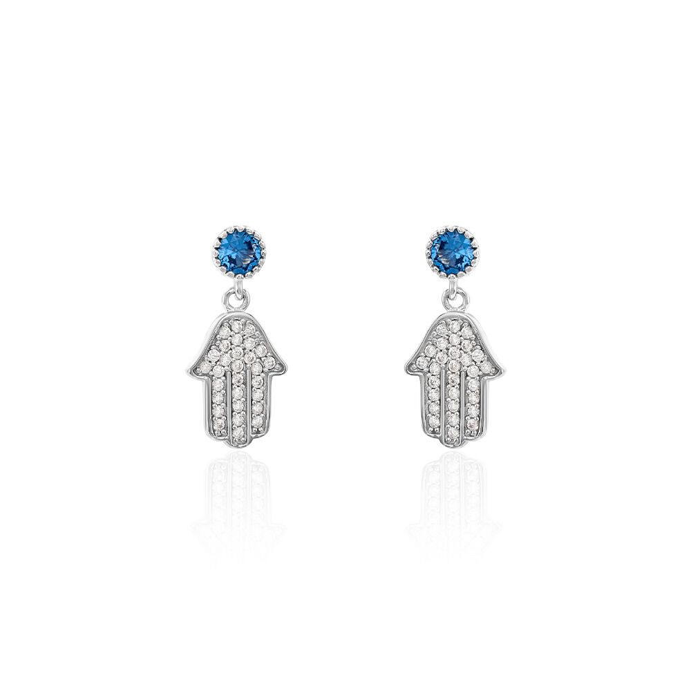 Boucles D'oreilles Pendantes Fidelma Argent Blanc Spinelle Oxyde - Pendantes Femme | Marc Orian
