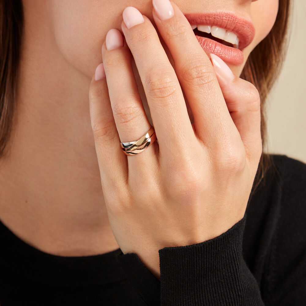 Alliance Entrelacee Ruban Plat Or Tricolore - Alliances duo Unisex | Marc Orian