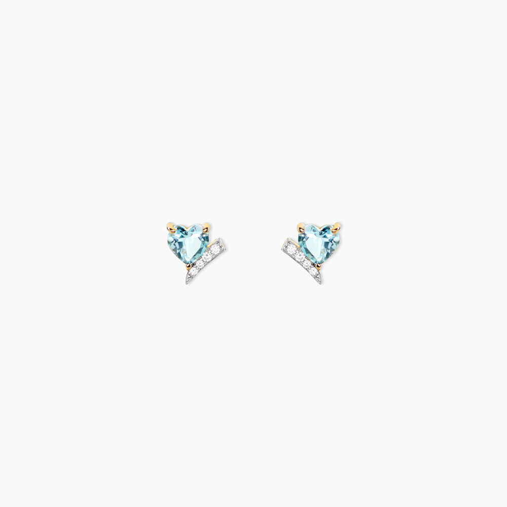 Boucles D'Oreilles Puces Eva Argent Dor&eacute; A L'Or 750/1000 Topaze Oxyde De Zirconium - Puces Femme | Marc Orian