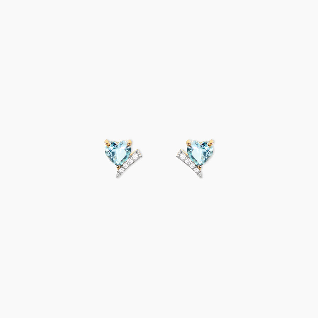Boucles D'Oreilles Puces Eva Argent Dor&eacute; A L'Or 750/1000 Topaze Oxyde De Zirconium - Puces Femme | Marc Orian