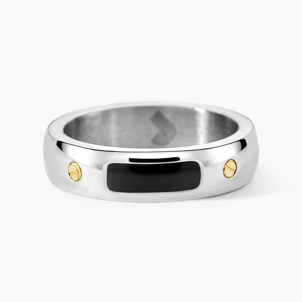 Bague Jourdan Louka Acier Argenté Onyx - Bagues de promesse Homme | Marc Orian