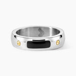 Bague Jourdan Louka Acier Argent&eacute; Onyx - Bagues de promesse Homme | Marc Orian