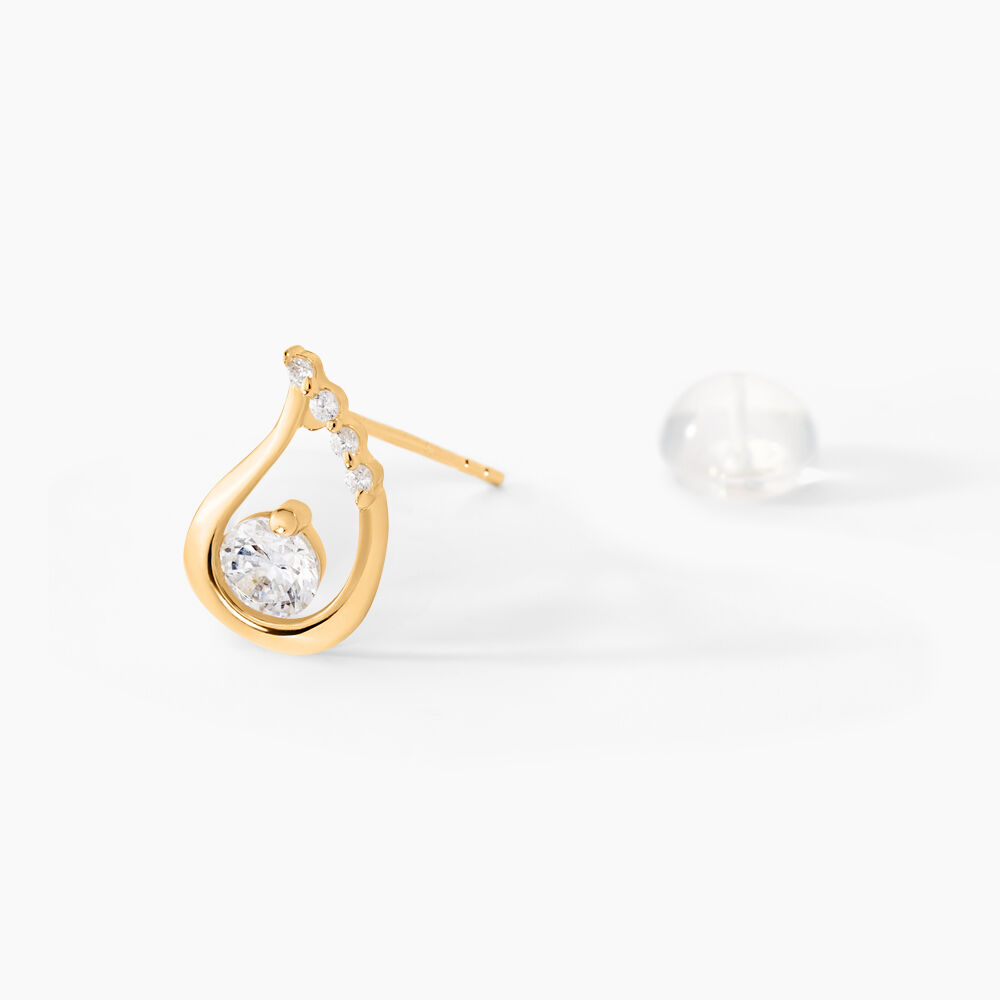 Boucles D'oreilles Puces Helie Goutte Or Jaune Oxyde De Zirconium - Puces Femme | Marc Orian