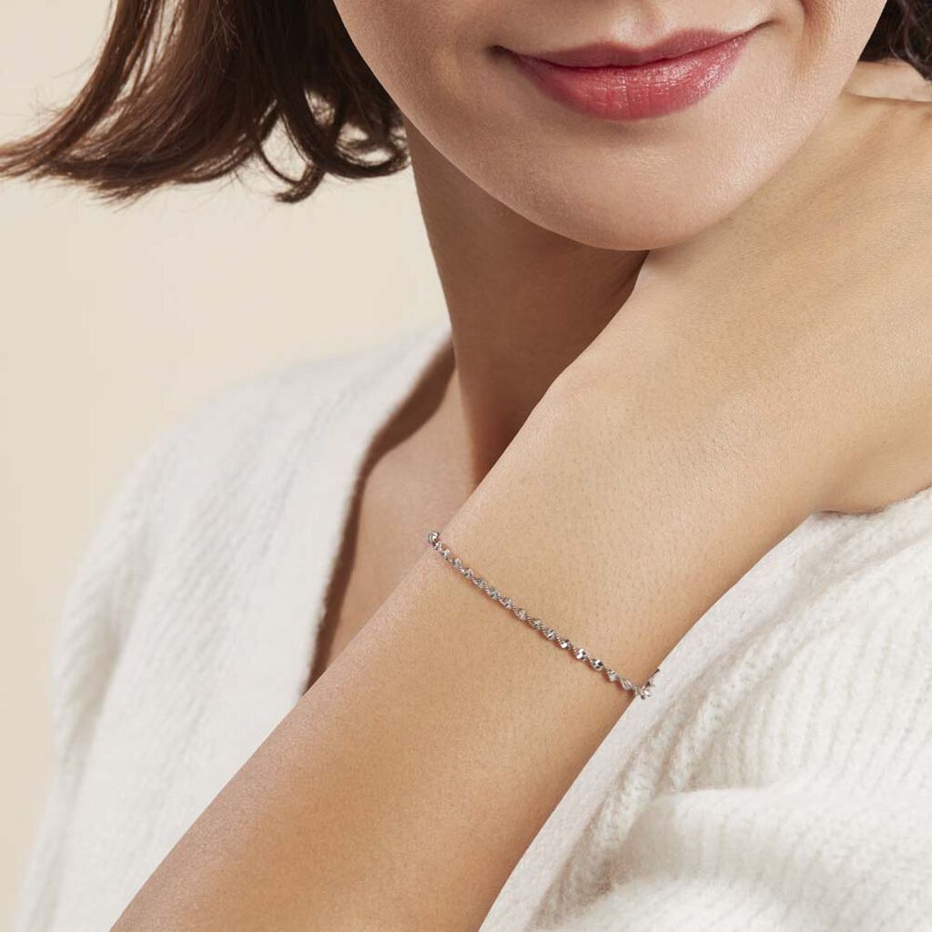 Bracelet Ciana Torsade Diamante Argent Blanc - Bracelets mailles Femme | Marc Orian