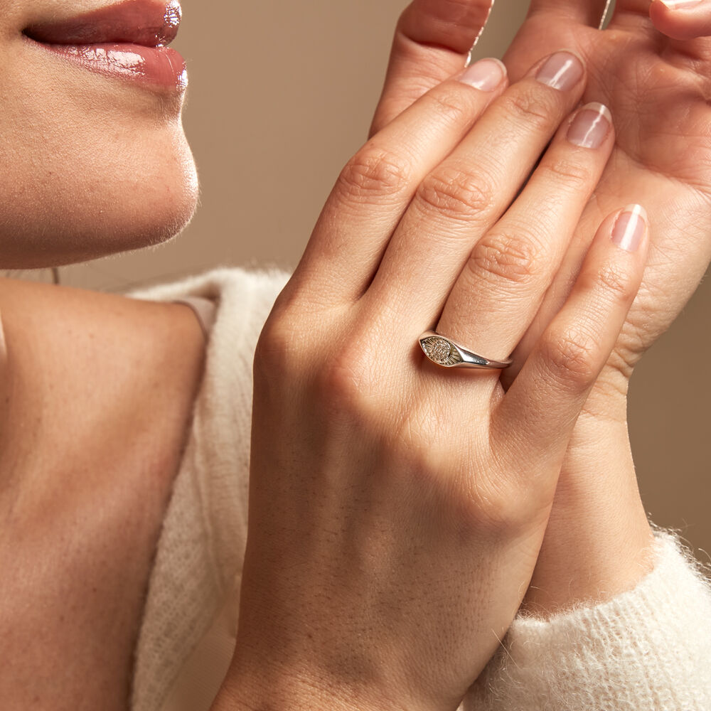 Chevalière Evalyn Argent Blanc Oxyde De Zirconium - Chevalières Femme | Marc Orian