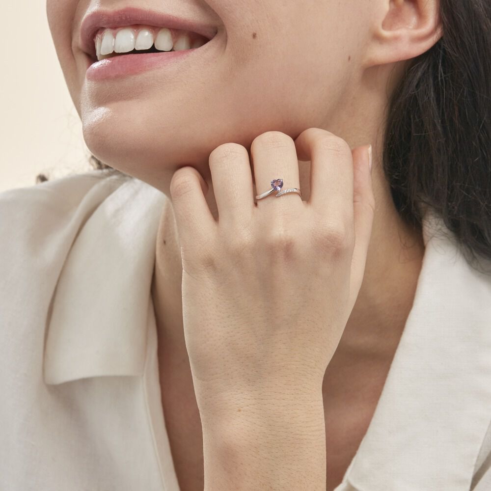 Bague Eva Or Blanc Amethyste Et Diamant - Bagues pierres fines Femme | Marc Orian