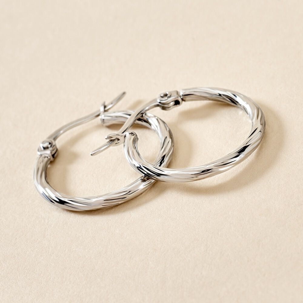 Créoles Esaias Acier Blanc - Créoles Femme | Marc Orian