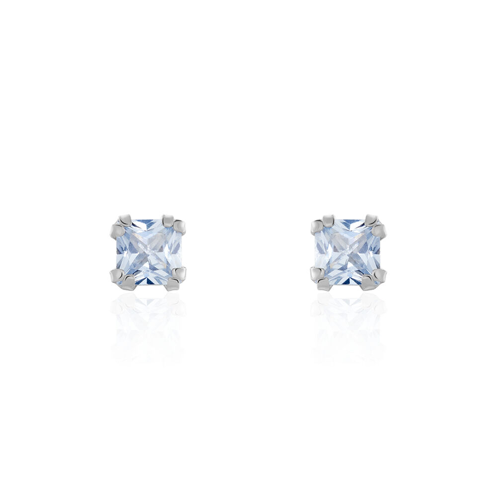 Boucles D'oreilles Puces Doreen Carre Or Blanc Oxyde De Zirconium - Puces Femme | Marc Orian