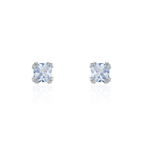 Boucles D'oreilles Puces Doreen Carre Or Blanc Oxyde De Zirconium - Puces Femme | Marc Orian
