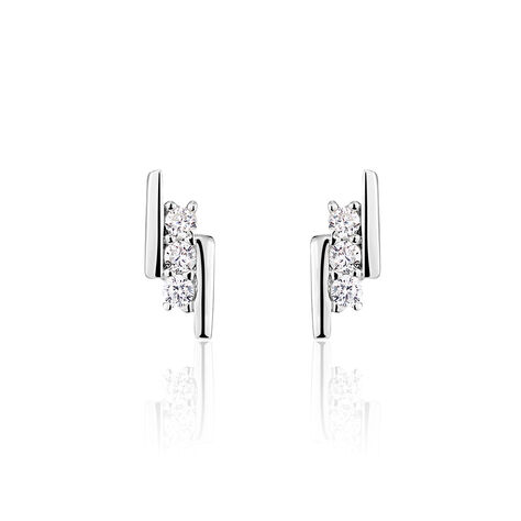 Boucles D'oreilles Puces Lousie Argent Blanc Oxyde De Zirconium - Puces Femme | Marc Orian