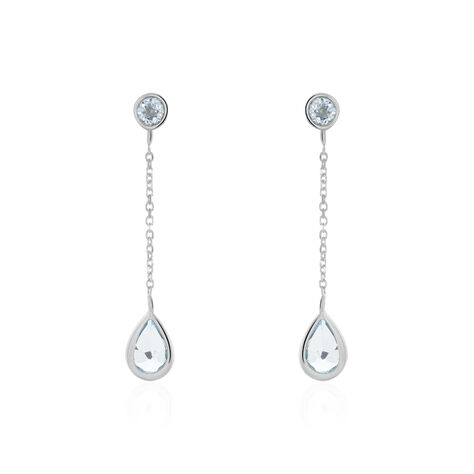 Boucles D'oreilles Pendantes Brenda Or Blanc Topaze - Pendantes Femme | Marc Orian