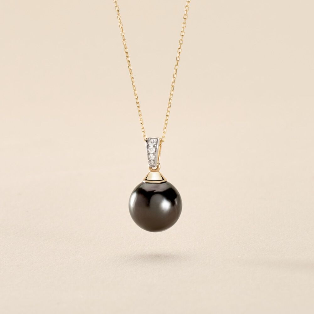 Collier Jodocus Or Jaune Perle De Tahiti Oxyde Zirconium - Colliers avec pierres Femme | Marc Orian