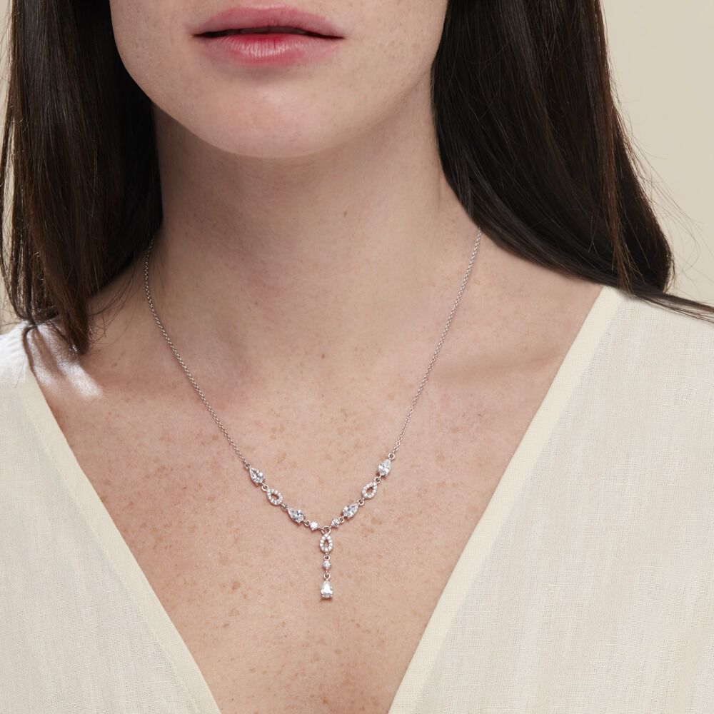 Collier Cravate Argent Blanc Benedito Oxydes De Zirconium - Colliers avec pierres Femme | Marc Orian