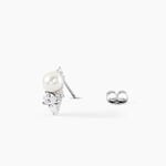 Boucles D'Oreilles Puces Elea Argent Blanc Perle De Culture Oxyde De Zirconium - Puces Femme | Marc Orian