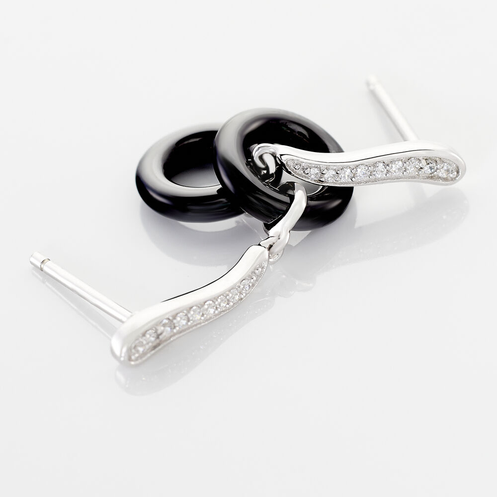 Boucles D'oreilles Pendantes Delphinia Argent Blanc Oxyde De Zirconium - Pendantes Femme | Marc Orian
