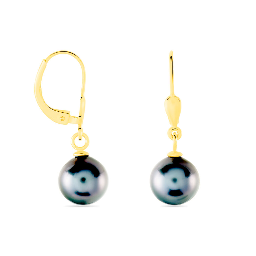 Boucles D'oreilles Puces Baroque Dormeuse Or Jaune Perle De Tahiti - Pendantes Femme | Marc Orian