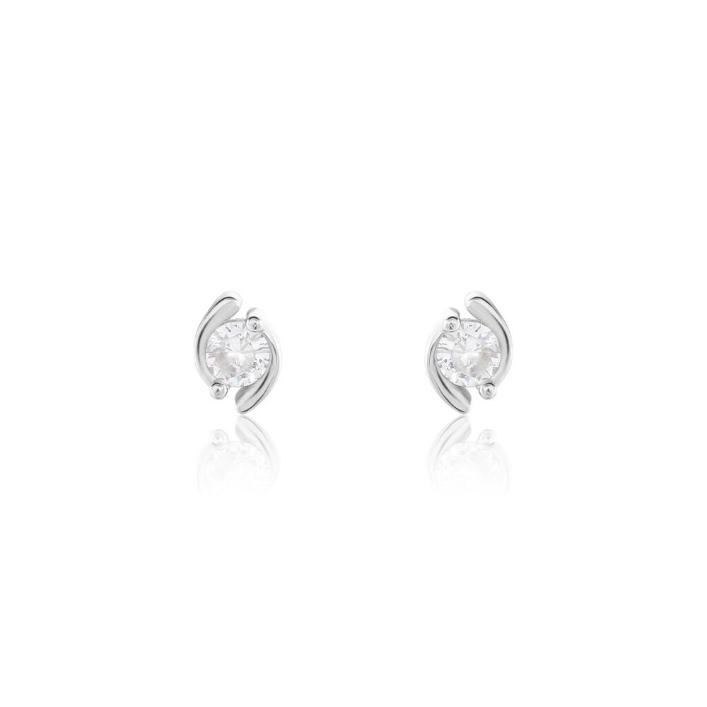 Boucles D'oreilles Puces Couteau Argent Blanc Oxyde De Zirconium - Puces Femme | Marc Orian