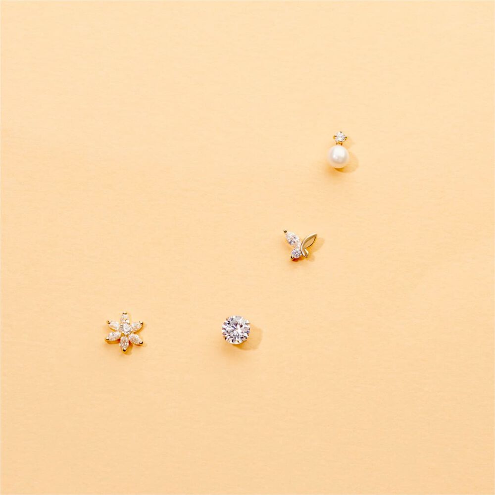 Boucles D'oreilles Puces Evaelle Papillon Or Jaune Oxyde De Zirconium - Puces Femme | Marc Orian