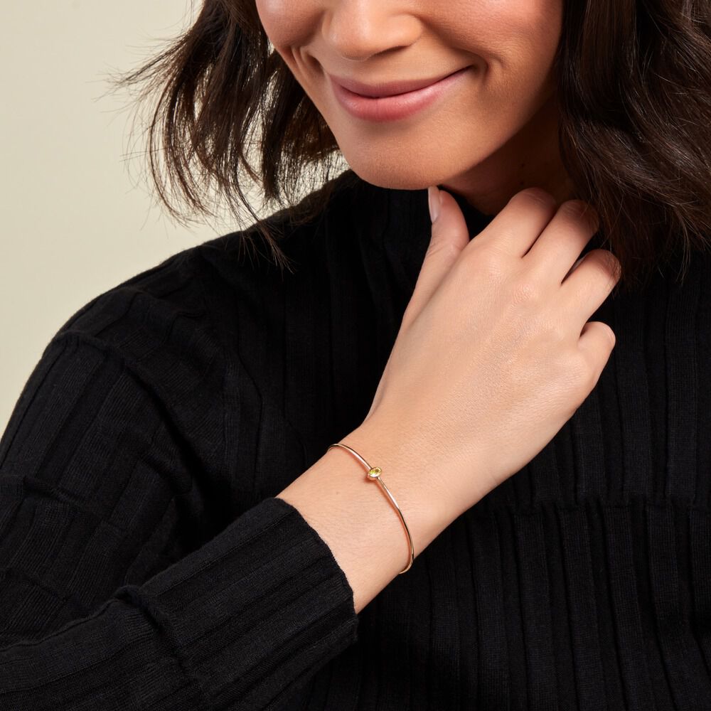 Bracelet Jonc Ottila Plaque Or Jaune Oxyde De Zirconium - Bracelets joncs Femme | Marc Orian