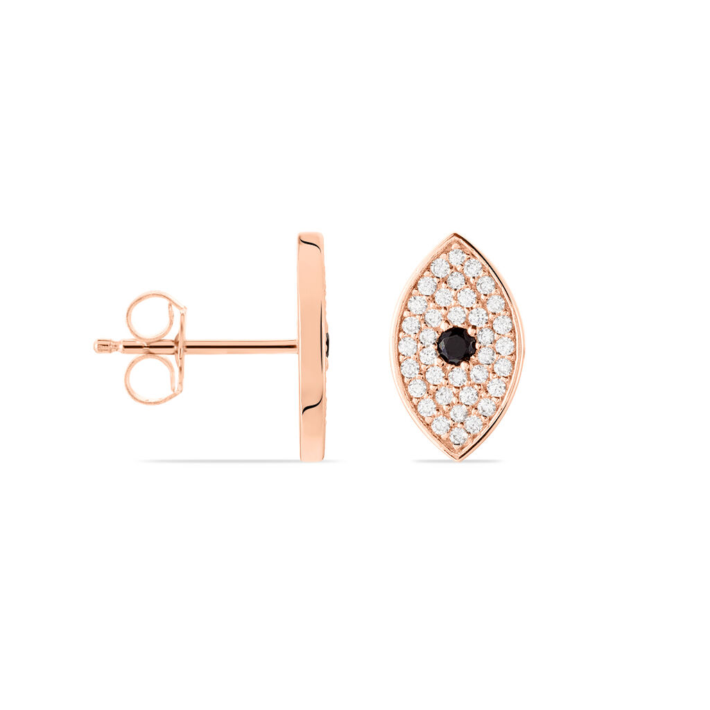 Boucles D'oreilles Puces Eldia Argent Rose Oxyde De Zirconium Diamant - Clous d'oreilles Femme | Marc Orian
