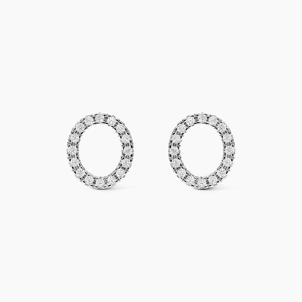 Boucles D'oreilles Puces Argent Blanc Umbria Oxydes De Zirconium - Puces Femme | Marc Orian