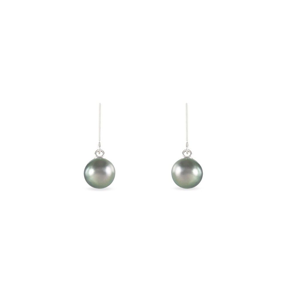 Boucles D'oreilles Pendantes Elitivae Or Blanc Perle De Tahiti - Boucles d'oreilles mariage Femme | Marc Orian
