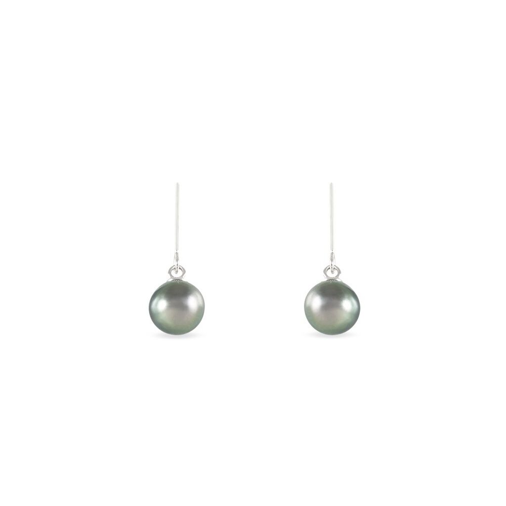 Boucles D'oreilles Pendantes Elitivae Or Blanc Perle De Tahiti - Boucles d'oreilles mariage Femme | Marc Orian