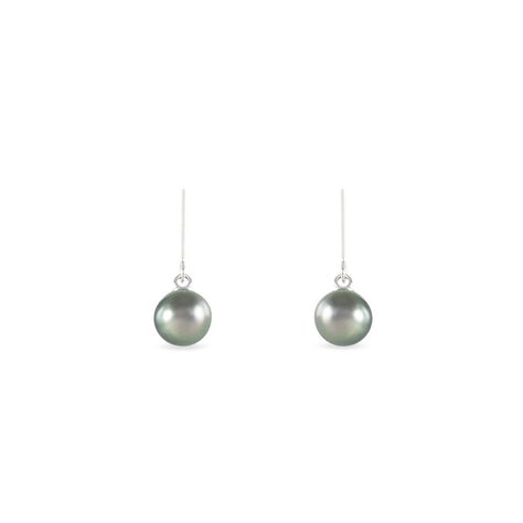 Boucles D'oreilles Pendantes Elitivae Or Blanc Perle De Tahiti - Boucles d'oreilles mariage Femme | Marc Orian